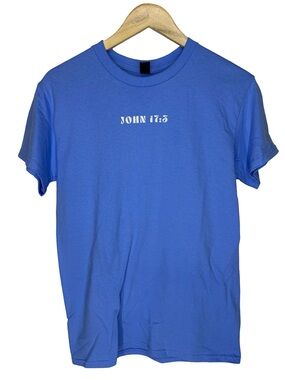 Gildan Blue 'JOHN 17:3' Graphic Tee short sleeve scripture small